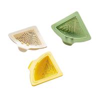 Évier à Ventouse - Évier d'angle, 3 Pcs Évacuation Magnétique et Panier Filtrant, Passoire Triangulaire avec Couvercle Rotatif, Outils de Filtre sans Perforation, Récipient de Récupération