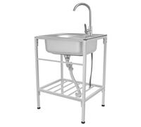 Évier autonome en acier inoxydable avec robinet d'eau froide et chaude, évier de restaurant commercial avec repose-pieds en PVC, lavabo multifonction