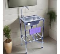 Évier Autonome en Acier inoxydable pour extérieur et intérieur,38x33cm Mobile Évier Cuisine Utilitaire Commercial à Cuve Simple Lavabo multifonction Pour Restaurant,Buanderie,Garage