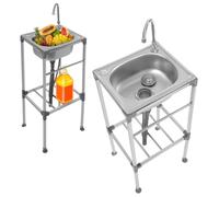 Évier Autonome Inox de Cuisine 1 Bac Évier Sur Pieds Acier Anti-Eclaboussures Lavabo Professionnel Faire la Plonge Restaurants Salle de Bain Garages Entrepôts 38 * 33 * 83cm