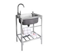 Évier autoportant en acier inoxydable avec étagères Sto Évier d'extérieur pour buanderie, cuisine, bar, arrière-cour, bol simple, statistique de lavage des mains