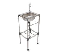 Évier autoportant en acier inoxydable avec robinet 38 x 33 cm pour cuisine | Évier en acier inoxydable - Charge maximale de 50 kg - Bonde de 11 cm - Douchette en nid d'abeille - Robinet à 360° - Pour