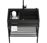 Évier autoportant en acier inoxydable avec robinet extractible, idéal pour la cuisine, le restaurant, la maison et le design