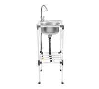 Évier autoportant en acier inoxydable - Ensemble complet - Évier de cuisine - Grand évier industriel - Lavabo avec robinet - Kit de vidange - Extérieur - Gastronomie - Jardin - Cuisine - Robuste