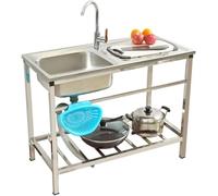 Évier Autoportant en Acier Inoxydable Évier De Cuisine en Acier Inoxydable Évier Utilitaire Autoportant Robinet D’Eau Chaude Froide en Acier Inoxydable, One Color, Hot and Cold Faucet