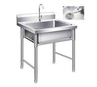 Évier autoportant en Acier Inoxydable, évier extérieur autoportant en Acier Inoxydable pour Cuisines de Restaurant, évier de préparation et de Vaisselle,50 * 50cm/60 * 60cm(50 * 50cm)