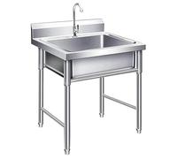 Évier autoportant en Acier Inoxydable, évier extérieur autoportant en Acier Inoxydable pour Cuisines de Restaurant, évier de préparation et de Vaisselle(60 * 60cm)