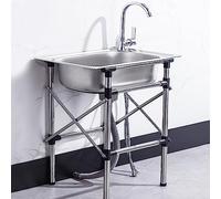 Évier autoportant en Acier Inoxydable, évier Utilitaire d'extérieur, évier Portable avec Robinet, évier de Restauration à cuve Unique, Station de Lavage de la Vaisselle de Camping, pour cuis