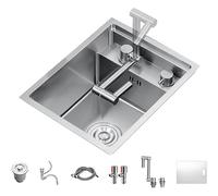 Évier avec couvercle, robinet pliable, évier de bar, petit évier de cuisine, évier de camping-car, économie d'espace, évier encastrable, adapté pour les mini cuisines, camping-cars, bars à domicile