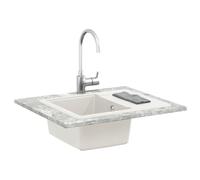 Évier Blanc 560 x 460 mm en Quartz et Résine 80% Quartz 20% Résine, Résistant à la Chaleur, Kit Vidange Inclus, Installation Encastrée Cuisine, Buanderie, Atelier, Lavabo Polyvalent