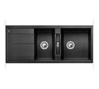 Évier - BLANCO - Metra 8S - SILGRANIT® - 2 cuves - 1 égouttoir réversible - anthracite