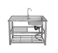 Evier buanderie avec Conduite d'eau Froide Et Chaude Évier Cuisine 1 Bac avec Plate-Forme D'exploitation evier exterieur de jardin Grand Évier de restaurant commercial pour Restaurants,Salle de Bain (