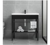 Évier Buanderie,Éviers À Linge Avec Robinet,Evier Utilitaire Multifonctionnel,Blanc Bassin En Céramique,Indépendant Evier Avec Pieds En Métal En Acier Inoxydable,Lavabo Salle De Bain,Facile À Nettoyer