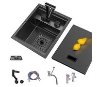 Évier caché compact en acier inoxydable avec robinet - Design à fente unique pour cuisine, bar, camping-car, café, hôtel, comptoir - Idéal pour laver les légumes à la main (40 x 44 x 22 cm)