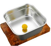 Évier carré en acier inoxydable de 32 cm - Bassine à vaisselle carrée ultra large pour évier de cuisine, lavabo en métal durable pour vaisselle, casseroles et poêles, récipient multifonction (1 pièce)