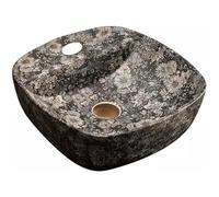 Évier carré rétro en céramique au-dessus du comptoir - Lavabo simple élégant pour salle de bain - Lavabo durable pour décoration d'intérieur - Évier de comptoir élégant