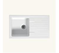 Evier céramique blanc Ewi AGLAE 1 bac 1 égouttoir 500x860