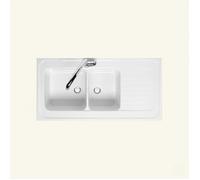 Evier céramique blanc Ewi IRÈNE à poser 2 bacs 1 égouttoir 600x1200