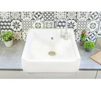 Evier Céramique Timbre D'office 1 Bac Vintage Blanc 60cm Blanc