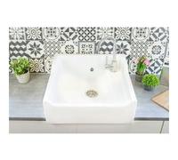 Evier Céramique Timbre D'office 1 Bac Vintage Blanc 60cm Blanc