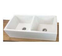 Evier Céramique Timbre d'Office Belfast 2 Bacs Blanc Blanc