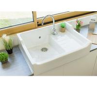 Evier Céramique Timbre D'office Tradition Blanc 80cm