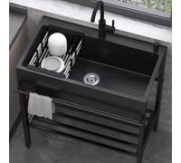 Évier commercial avec égouttoir, avec établi et tiroir de rangement, grand évier à linge autoportant, établi de plomberie et rangement(55 * 45cm)
