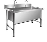 Évier commercial en acier inoxydable de 99,8 x 59,9 cm pour le lavage vétérinaire, égouttoir indépendant, 30 cm de profondeur et spacieux, 100 x 60 x 80 cm, lavabo industriel