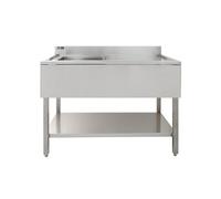 Evier Commercial en Inox à 1 Cuve 120 x 60 x 105 cm & Egouttoir à Droite