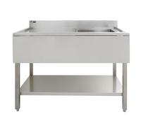 Évier Commercial en Inox à 1 Cuve d'Égouttoir à Gauche 120 x 60 x 105 cm