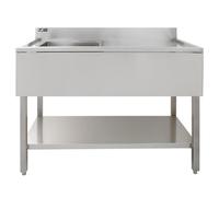 Evier Commercial en Inox à 1 Cuve 120 x 60 x 105 cm & Egouttoir à Droite