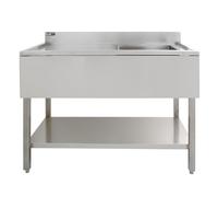 Evier Commercial en Inox à 1 Cuve Avec Egouttoir à Gauche - 120 x 60 x 105 cm - Parfait pour Restaurant, Cantine, Plonge, Bar, Café, Cuisine Commerciale HORECA CHR [Bouchons INCLUS]