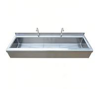 Évier Commercial Mural en Acier Inoxydable 304, Lavabo de Lavage des Mains Multi-Stations Robuste, Bac Utilitaire Commercial Mural Suspendu pour École Restaurant Chantier Industrie Extérieur