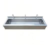 Évier Commercial Mural en Acier Inoxydable 304, Lavabo de Lavage des Mains Multi-Stations Robuste, Bac Utilitaire Commercial Mural Suspendu pour École Restaurant Chantier Industrie Extérieur