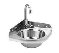 Évier commercial pour lavage des mains avec robinet chaud et froid, évier triangulaire mural en acier inoxydable pour petites salles de bains, lavabo d'angle peu encombrant pour appartements