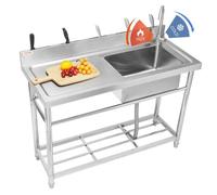 Évier commercial - VEVOR - 430 x 330 x 220mm,acier inoxydable 304,avec Plate-forme,pour Garage,Restaurant,Blanchisserie,Cuisine