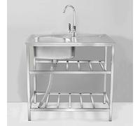 Évier Cuisine 1 Bac Acier inoxydable Évier utilitaire 1 compartiment avec robinet, avec égouttoir, pour Garage, Restaurant, Cuisine, Buanderie, Intérieur extérieur ( Color : Single cold , Size : 75*40