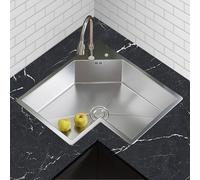 Evier Cuisine 1 Bac D'Angle Moderne, Evier Multifonction Bar de 210 mm de Profondeur avec Douchette Extractible, for Lave Vaisselle et Nettoyage Des LéGumes
