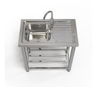 Évier Cuisine 1 Bac, Evier Exterieur Lavabo Mobile Evier Multifonction Avec Robinet Plonge Inox Lavabo Autoportant Évier Commercial pour Garage Jardin Camping 75X40cm