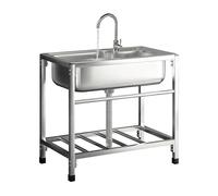 Évier Cuisine 1 Bac, Evier Exterieur Lavabo Mobile Evier Multifonction Avec Robinet Plonge Inox Lavabo Autoportant Évier Commercial pour Garage Jardin Camping 68X44cm
