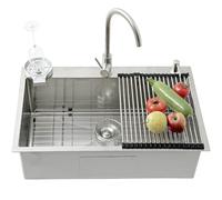 Evier Cuisine 1 Bac, Evier Inox Avec Egouttoir Et Évier Mobile Et Planche À Découper,lavabo Cuisine Avecavec Trous Pour Robinets Et Distributeur De Savon(SilverB,70x50cm)
