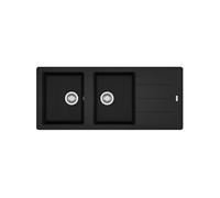 Evier cuisine 2 bacs Basis BFG 621 égouttoir réversible + vidage manuel noir mat