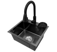 Evier Cuisine 40 x 45 cm, encastrable, monobloc, extensible, rotatif à 360°, avec gouttière d'écoulement