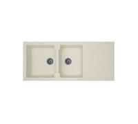 Evier cuisine a encastrer 2 bacs 1 égouttoir Aloa Résine 116 50 cm Blanc