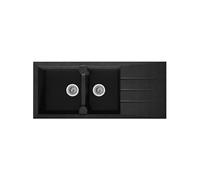 Evier cuisine a encastrer 2 bacs 1 égouttoir Aloa Résine 116 50 cm Noir