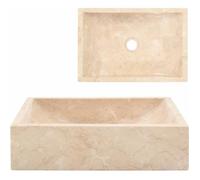 Evier cuisine à encastrer Lavabo de Salle de Bain - Vasque à Poser - Lavabo à poser Lave Main - 45 x 30 x 12 cm Marbre Crème 6498