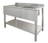 Évier Cuisine Commercial en Acier Inoxydable & Robinet de Pré-rinçage - Drainage Egouttoir à gauche- Parfait pour Restaurants Ca