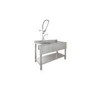Évier cuisine commercial en acier inoxydable & robinet - drainage à droite - parfait pour l'horeca (restaurants, bars, cafés,. . . ) - 120 x 60 x 105 cm Argent G