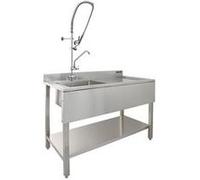 Évier cuisine commercial en acier inoxydable & robinet - drainage à droite - parfait pour l'horeca (restaurants, bars, cafés,. . . ) - 120 x 60 x 105 cm Argent G