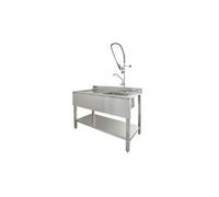 Evier cuisine commercial en acier inoxydable & robinet - drainage à gauche - parfait pour l'horeca (restaurants, bars, cafés,. . . ) - 120 x 60 x 105